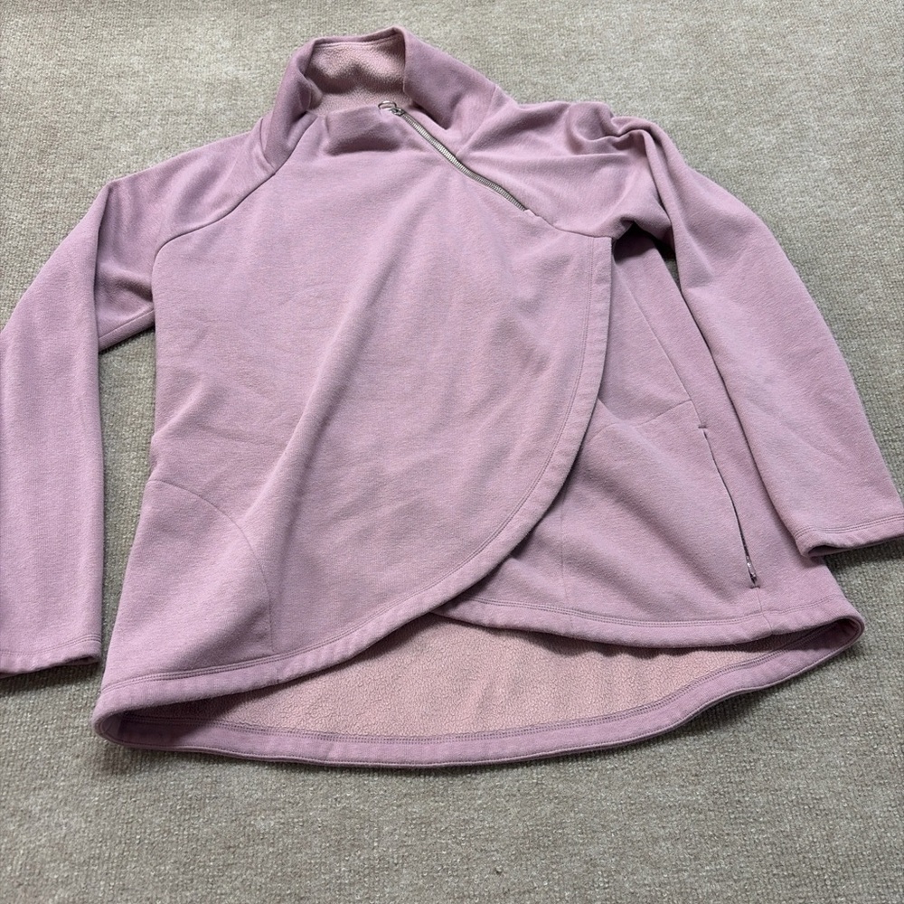 Athleta Asymmetrical Wrap Fleece Pullover – Lilac – Size Large 1824